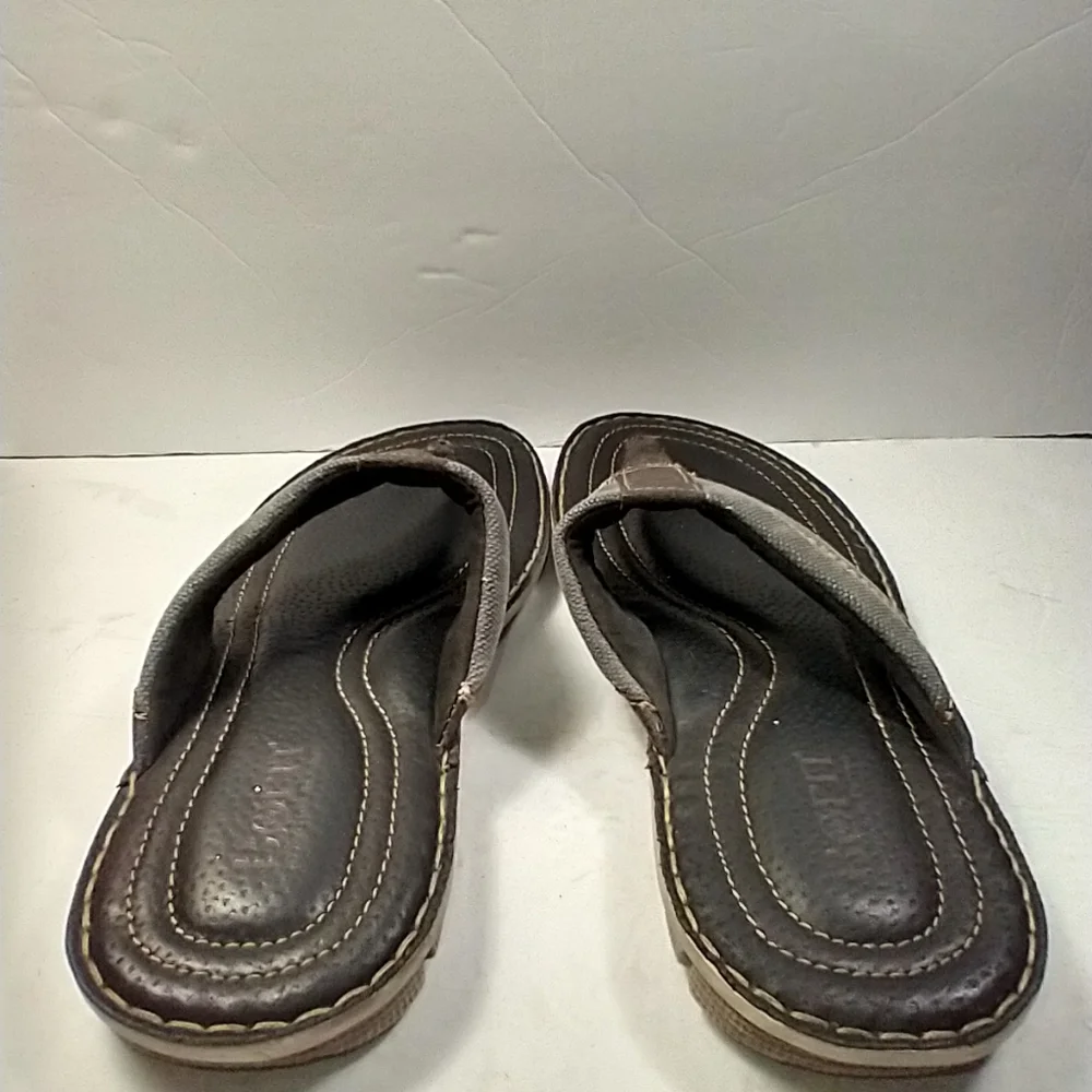 Born Cavill Leather Canvas Thong Flip Flop Sandals Men's sz 9.